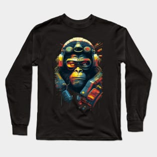 Anime Cyber Ape (Sci-Fi Ape Vintage Retro Future Design Cyberpunk Space Ape) Long Sleeve T-Shirt